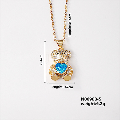 Cute Brass Micro Pave Clear Cubic Zirconia Pendant Necklaces for Women RS8490-7-1