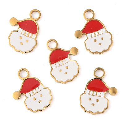 Christmas Theme Ion Plating(IP) 304 Stainless Steel Enamel Pendants STAS-Z083-07G-04-1