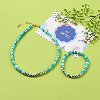 Handmade Polymer Clay Heishi Beads Jewelry Sets SJEW-JS01136-04-1