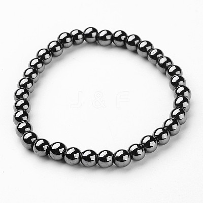 Synthetic Hematite Stretch Bracelets BJEW-P0131-01-1