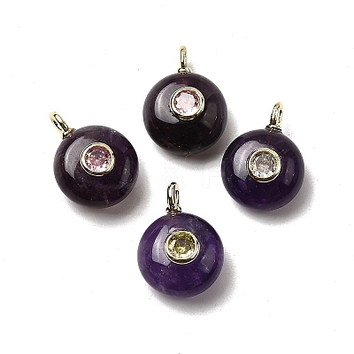 Natural Amethyst Flat Round Pendants G-H318-01G-A-05-1