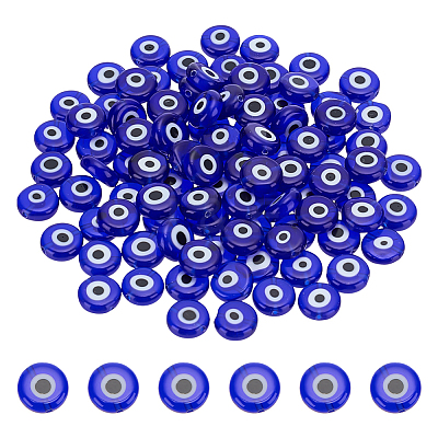 Handmade Evil Eye Lampwork Beads LAMP-ME0001-16B-1