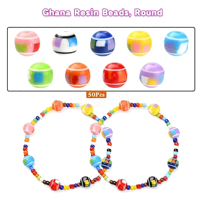 50Pcs Resin Beads RESI-YW0001-16-1