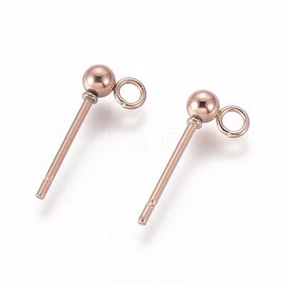 304 Stainless Steel Stud Earring Findings X-STAS-H410-10RG-1
