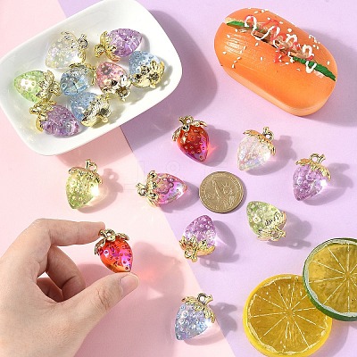 Transparent Acrylic with Alloy Pendants TACR-YW0003-14A-1