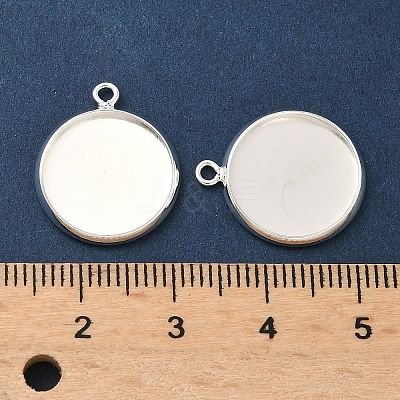 Flat Round Brass Pendant Cabochon Settings KK-K414-14F-S-1