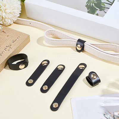 6Pcs 3 Styles Cowhide Leather Cable Straps with Golden Metal Snap Button FIND-CL0001-73B-1