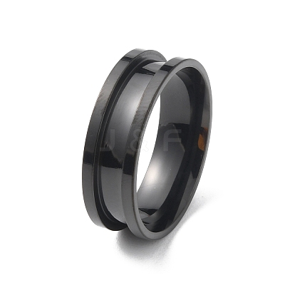 201 Stainless Steel Grooved Finger Ring RJEW-WH0004-32G-EB-1