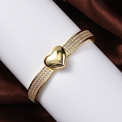 Rack Plating Brass Micro Pave Cubic Zirconia Hinged Bangles BJEW-H624-06C-G-1