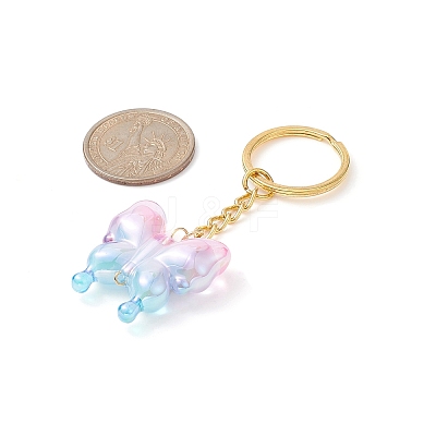 Butterfly UV Plating Rainbow Iridescent Acrylic Pendant Keychain KEYC-JKC00485-1
