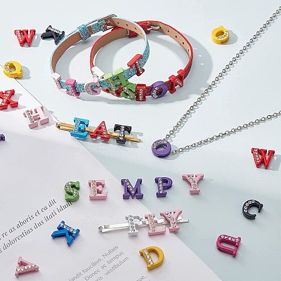 Spray Painted Zinc Alloy Slide Charms ALRI-WH0005-13P-1