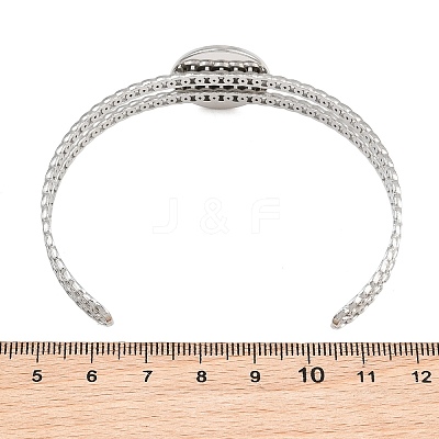 304 Stainless Steel Blank Cuff Bangle Bases with Flat Round Tray SA-CBA82C8-05B-P-1