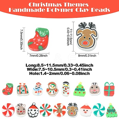 200Pcs Christmas Themes Handmade Polymer Clay Beads CLAY-CJ0001-95-1