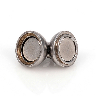 Tarnish Resistant 201 Stainless Steel Magnetic Clasps with Loops STAS-L244-10A-P-1
