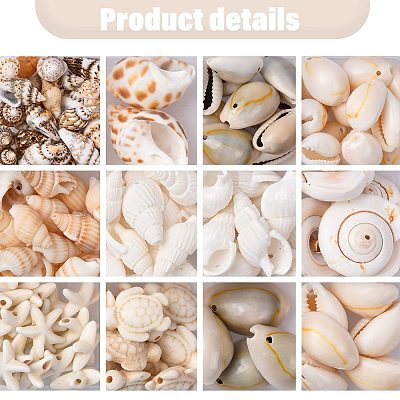 DIY Conch Shell Starfish Turtles Beads Findings Kits DIY-FS0010-25-1