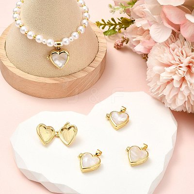 5Pcs Natural Shell Locket Pendants KK-SZ0006-51-1