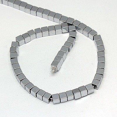 Electroplate Non-magnetic Synthetic Hematite Beads Strands G-J170A-3x3mm-01-1