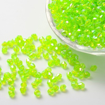 Bicone AB Color Plated Eco-Friendly Transparent Acrylic Beads TACR-A003-4mm-35-1