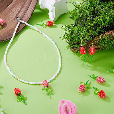 8Pcs 2 Colors Glass Seed Beaded Rose Pendants PALLOY-TA00352-1