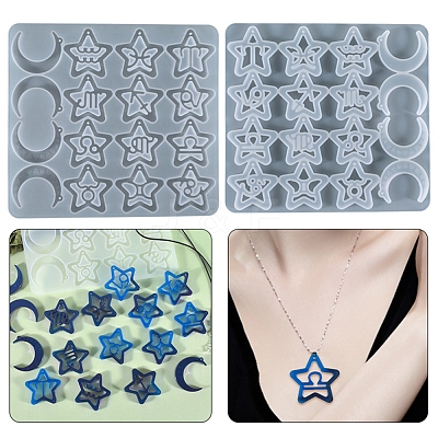 Twelve Constellations Moon & Star Pendants Silicone Molds DIY-G073-03-1