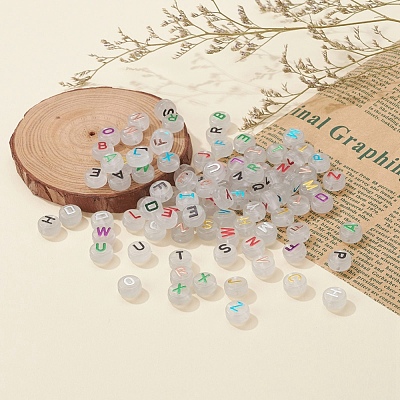 150Pcs Luminous Acrylic Beads LACR-YW0001-02-1