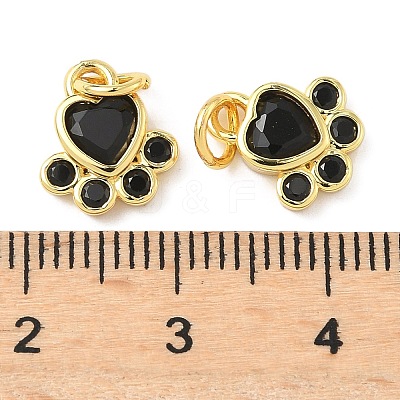 Brass Pave Cubic Zirconia Paw Print Charms KK-I355-17G-05-1