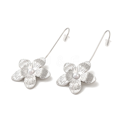 304 Stainlee Steel with Plastic Pearl Dangle Earring EJEW-Z045-06P-1