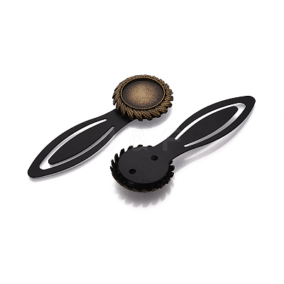 Alloy & Iron Bookmark Cabochon Settings PALLOY-N184-06AB-1