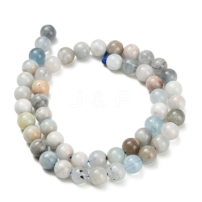 Natural Aquamarine Beads Strands G-F591-29A-8mm-02-1