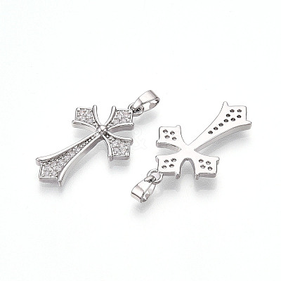 Brass Micro Pave Cubic Zirconia Pendants KK-N257-31P-1