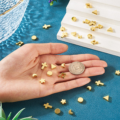 36Pcs 6 Styles Brass Beads KK-TA0002-07-1