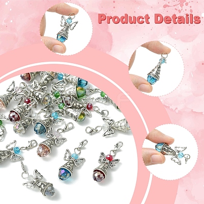 20Pcs 5 Colors Angel Glass Acrylic Pendants HJEW-FS00016-1