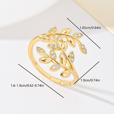 Brass Micro Pave Cubic Zirconia Finger Rings for Women FU0623-3-1