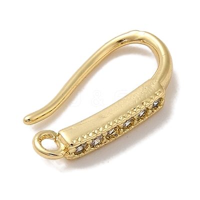 Rack Plating Brass Micro Pave Clear Cubic Zirconia Earring Hooks KK-A231-07G-1