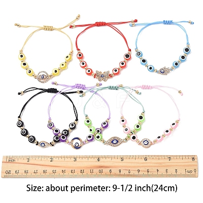 Resin Evil Eye Braided Bead Bracelets for Women BJEW-FS00018-05-1