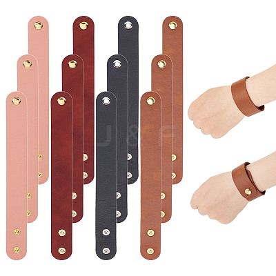 12Pcs 4 Styles Adjustable Leather Cord Bracelets BJEW-OC0001-26-1