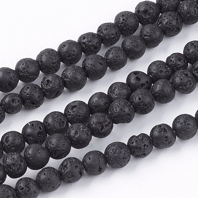 Natural Lava Rock Bead Strands G-R193-18-4mm-1