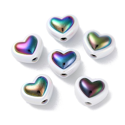 UV Plating Rainbow Iridescent Acrylic Beads OACR-H112-19C-1