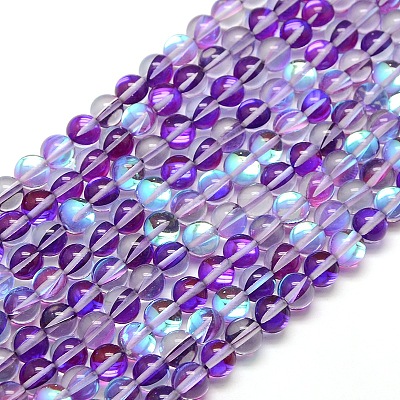 Synthetic Moonstone Beads Strands G-F143-10mm-05-1