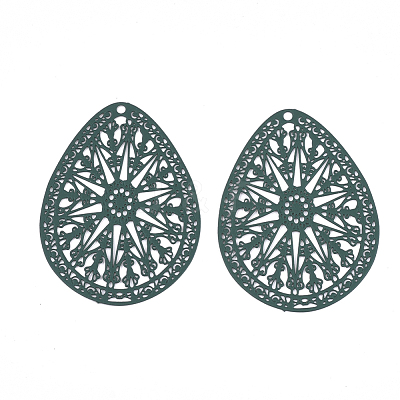 430 Stainless Steel Filigree Pendants X-STAS-S108-16B-1