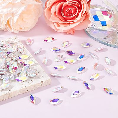 100Pcs Pointed Back Glass Rhinestone Cabochons RGLA-FG0001-05B-1