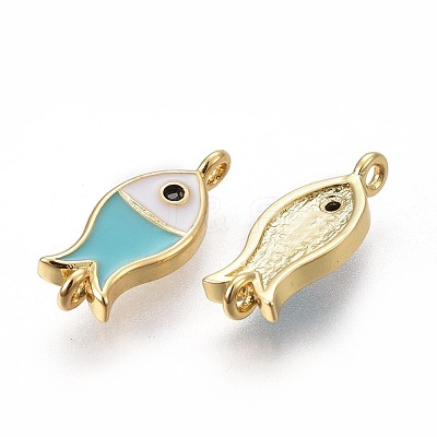 Brass Enamel Links KK-F783-15G-1