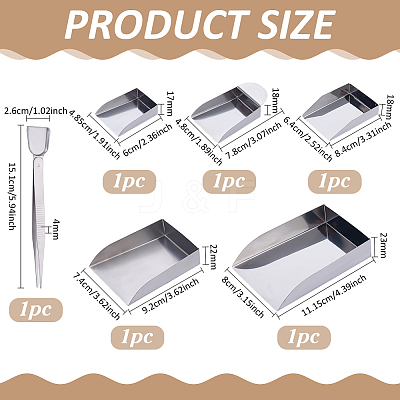 5Pcs 5 Styles Stainless Steel Bead Shovels TOOL-FG0001-43-1