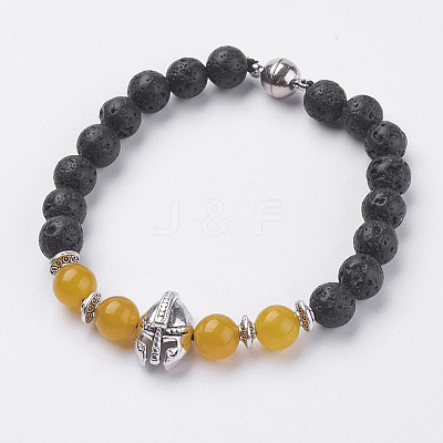 Natural Lava Rock Beads Stretch Bracelets BJEW-I241-16D-1