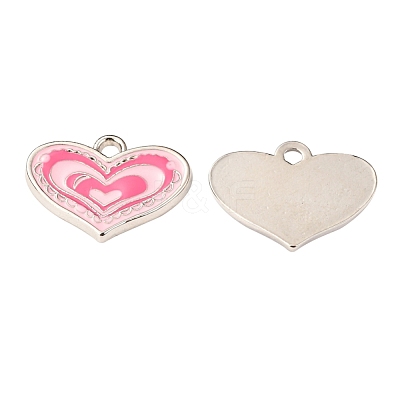Pink Alloy Enamel Heart Charm Pendants Great for Mother's Day Gifts Making X-ENAM-19.5X19.5-1