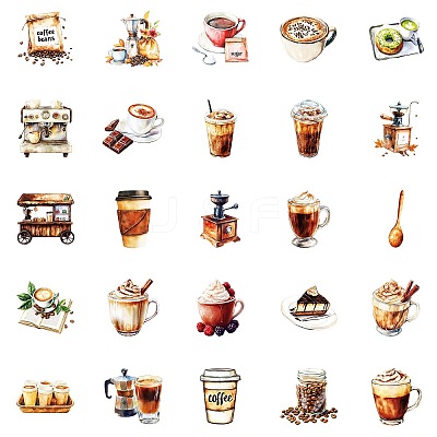 50Pcs Cartoon Coffee Paper Sticker STIC-C012-20-1