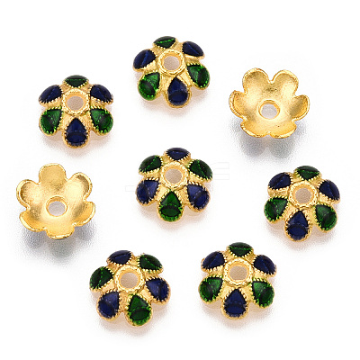 6-Petal Alloy Enamel Bead Caps X1-ENAM-TAC0023-01-1