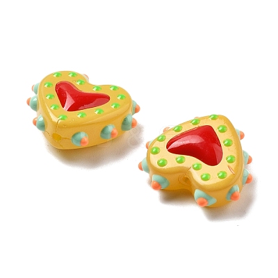 Baking Paint Glass Bumpy Beads Heart X-LAMP-V001-07H-1