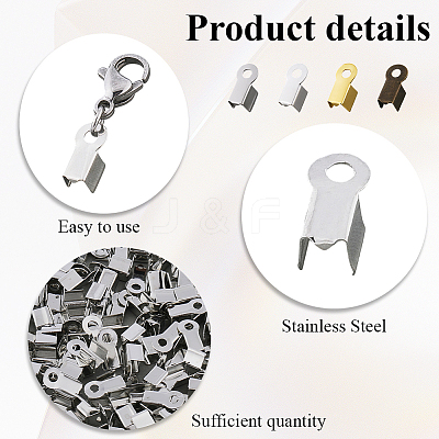 1600Pcs 8Bags 4 Colors Iron Folding Crimp Ends IFIN-CL0001-10-1