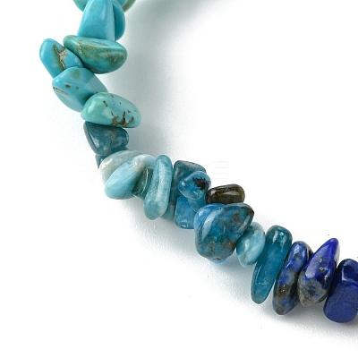 Natural Quartz Crystal & Lapis Lazuli & Apatite & Amethyst & Dyed Howlite Chip Beaded Stretch Bracelets for Women BJEW-JB10817-1